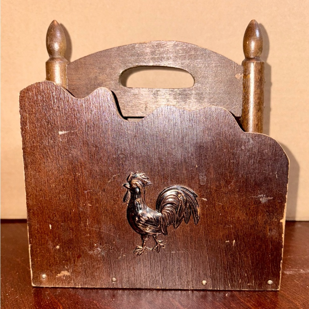 Vintage Wooden Rooster Napkin Holder